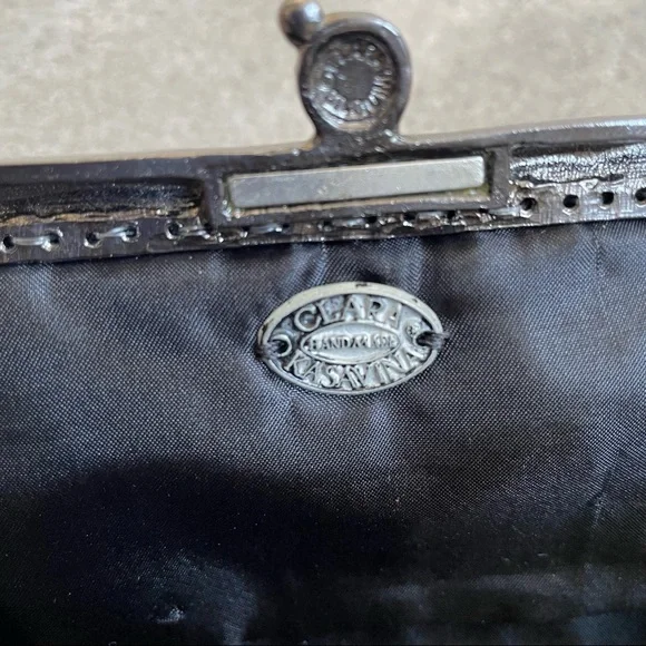 Clara Kasavina Black Fur Swarovski Crystal Embellished Evening Bag Clutch - Picture 10 of 11